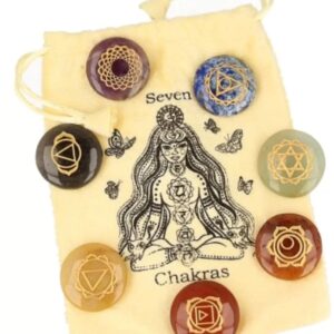 Chakra schijfstenen set in chakrabuidel