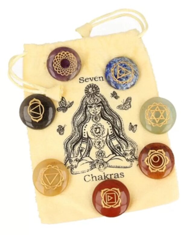 Chakra schijfstenen set in chakrabuidel
