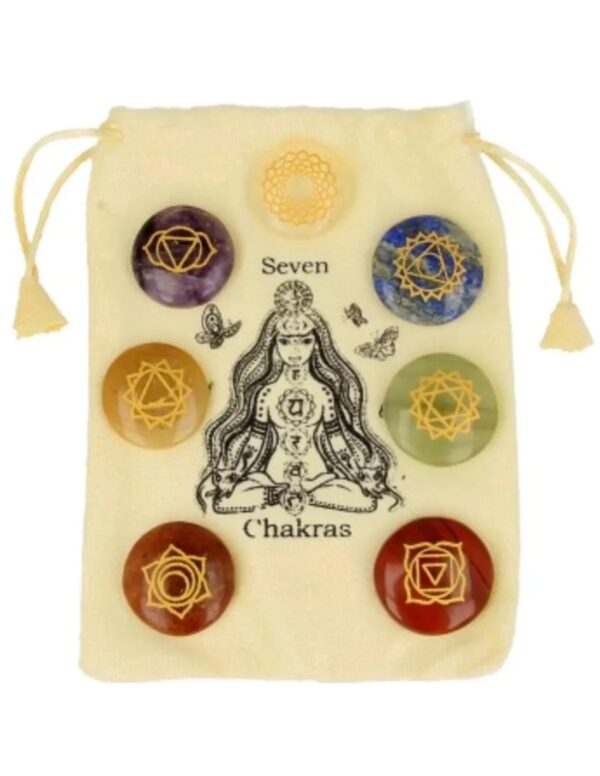 Chakra schijfstenen set in chakrabuidel - Image 11
