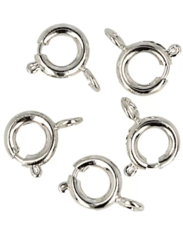 Veerring slotje 6 mm, zilverkleur, 5 stuks