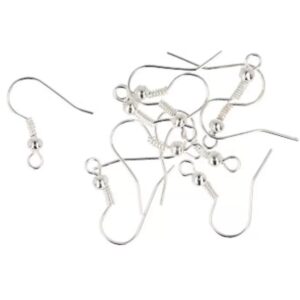 Oorbel haakje 20 mm, zilverkleur, 10 stuks