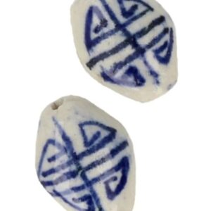 Delfts blauw 17 mm ovaal kraal - losse kraal