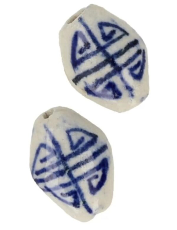 Delfts blauw 17 mm ovaal kraal - losse kraal