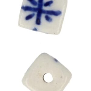 Delfts blauw 10 mm vierkant kraal - losse kraal