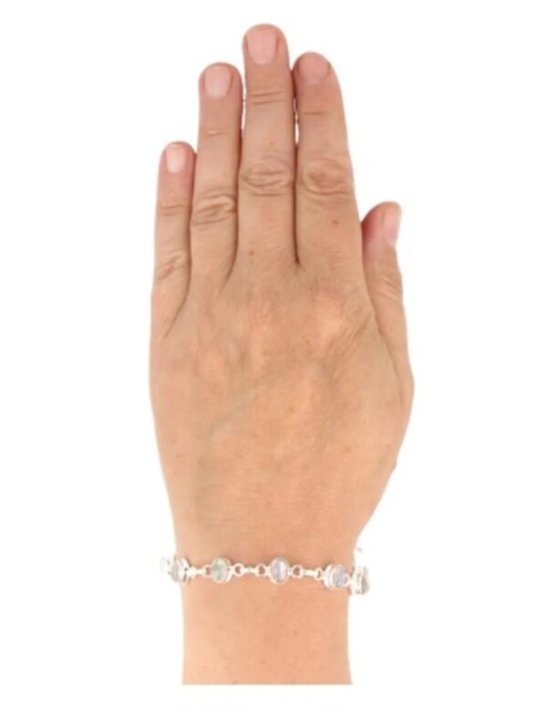 Maansteen regenboog armband zilver ovaal