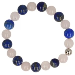 Lapis Lazuli en Roze kwarts kralen armband mannen