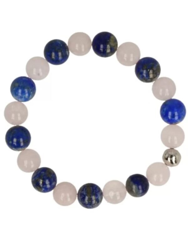 Lapis Lazuli en Roze kwarts kralen armband mannen