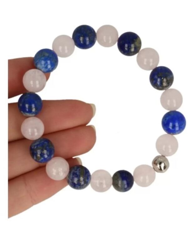 Lapis Lazuli en Roze kwarts kralen armband mannen - Image 4
