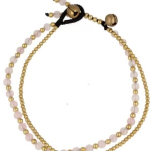 Rozenkwarts enkelbandje gipsy-stijl