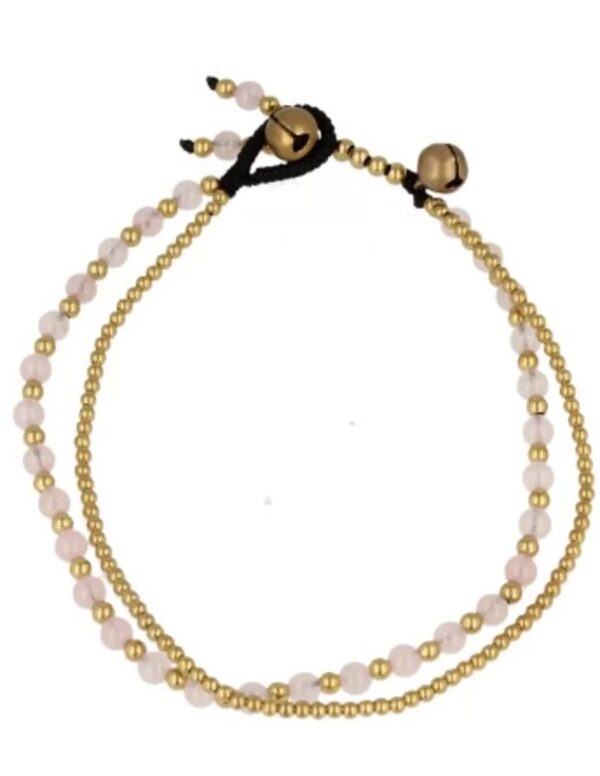 Rozenkwarts enkelbandje gipsy-stijl