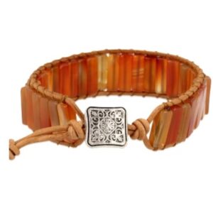 Carneool leren armband gipsy-style