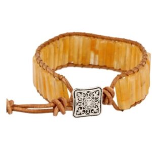 Calciet geel leren armband gipsy-style
