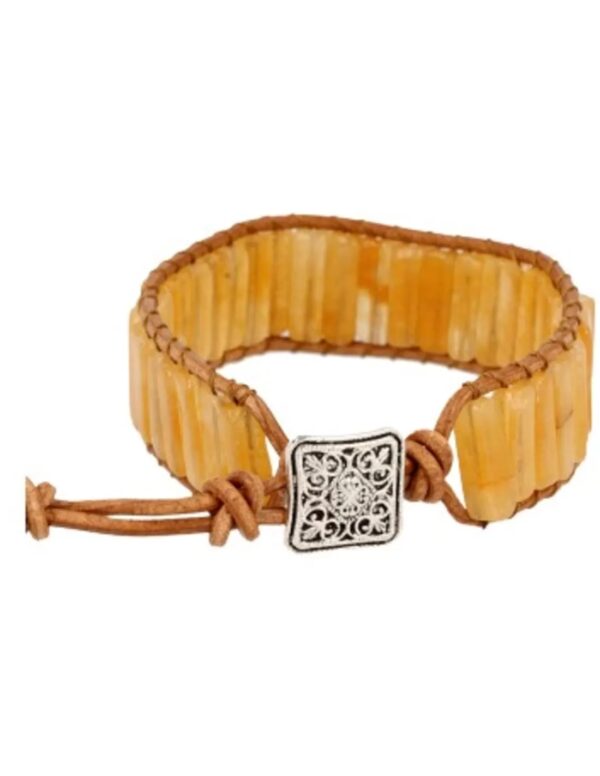 Calciet geel leren armband gipsy-style