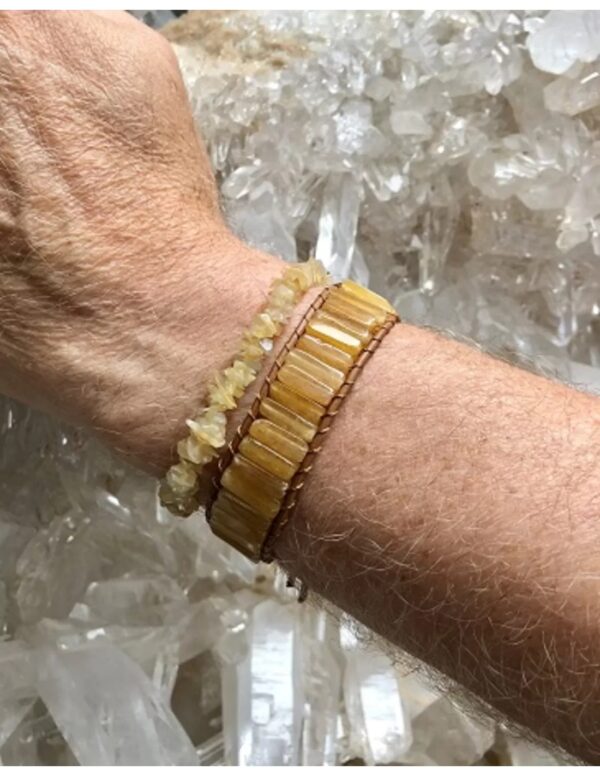 Calciet geel leren armband gipsy-style - Image 2