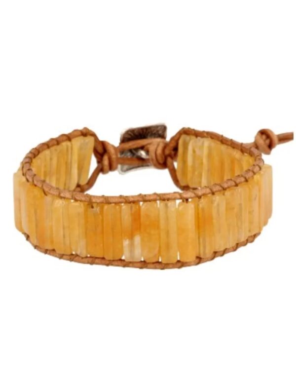 Calciet geel leren armband gipsy-style - Image 3