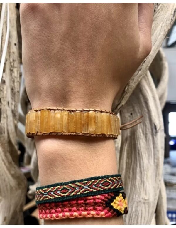 Calciet geel leren armband gipsy-style - Image 4