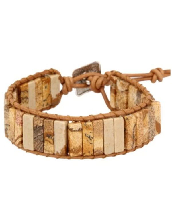 Jaspis landschap leren armband gipsy-style - Image 3