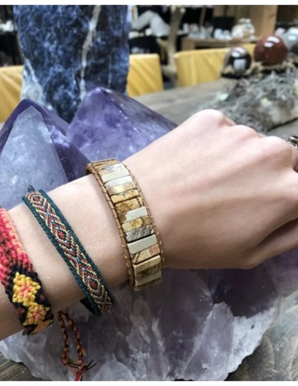 Jaspis landschap leren armband gipsy-style - Image 5