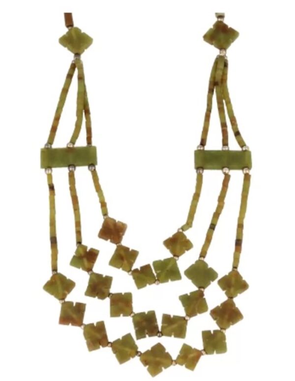 Jade bohemian ketting 3-streng klaver licht