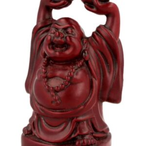 Boeddha rood, 9 cm, 2 schalen boven hoofd