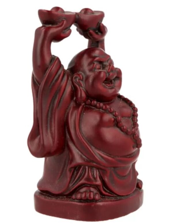Boeddha rood, 9 cm, 2 schalen boven hoofd - Image 2