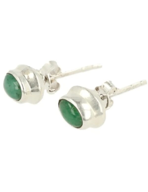 Oorstekers zilver Smaragd ovaal - Image 3