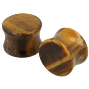 Plug oorpiercing per paar 16 mm Tijgeroog