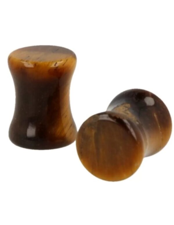 Plug oorpiercing per paar 8 mm Tijgeroog
