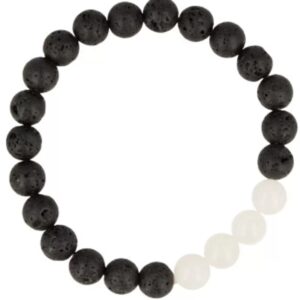 Kralenarmband Lavasteen / Jade wit