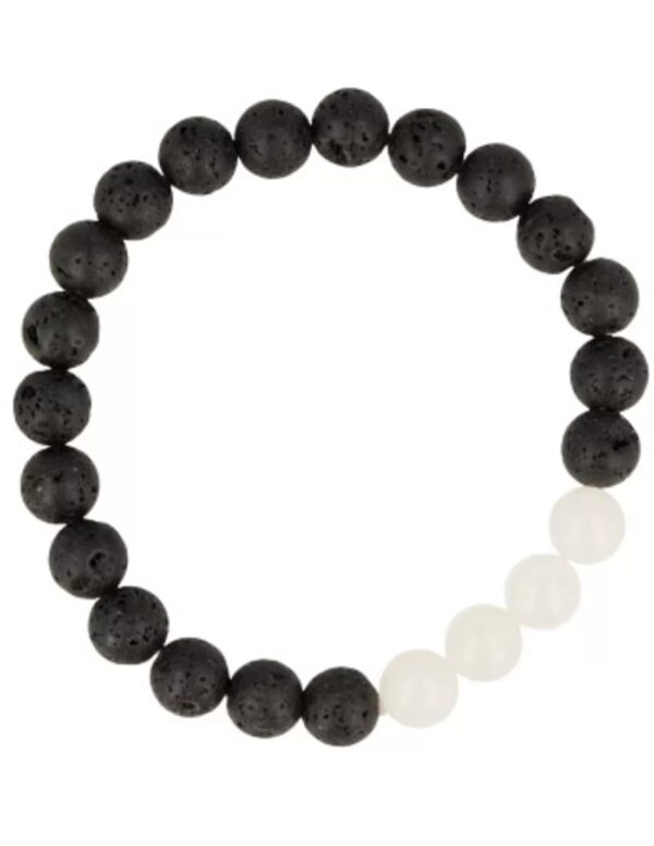 Kralenarmband Lavasteen / Jade wit