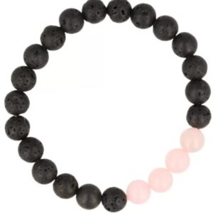 Kralenarmband Lavasteen / Roze kwarts