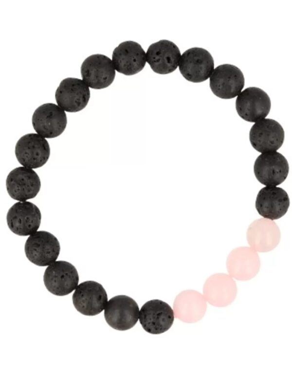 Kralenarmband Lavasteen / Roze kwarts