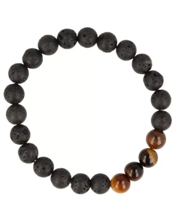 Kralenarmband Lavasteen / Tijgeroog
