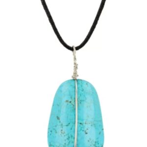 Howliet blauw ovaal hanger aan waskoord (gekleurd)