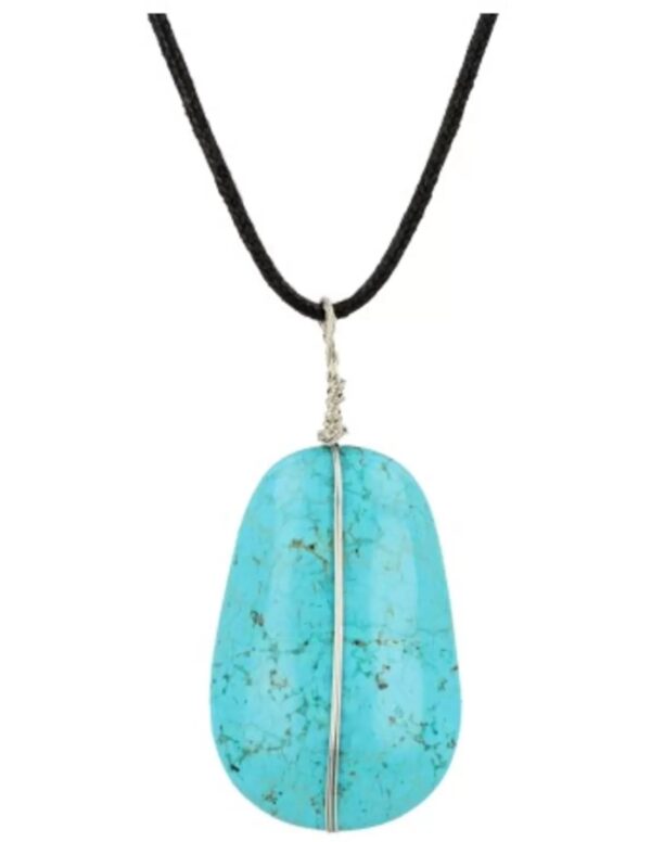 Howliet blauw ovaal hanger aan waskoord (gekleurd)