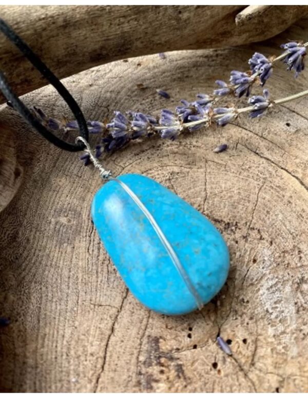 Howliet blauw ovaal hanger aan waskoord (gekleurd) - Image 3