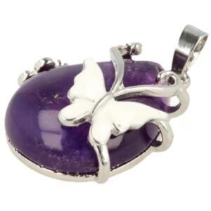 Amethist vlinder druppel hanger