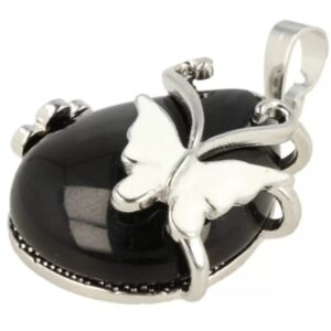 Obsidiaan zwart vlinder druppel hanger