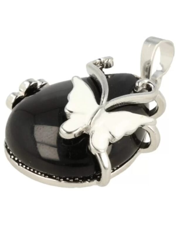 Obsidiaan zwart vlinder druppel hanger