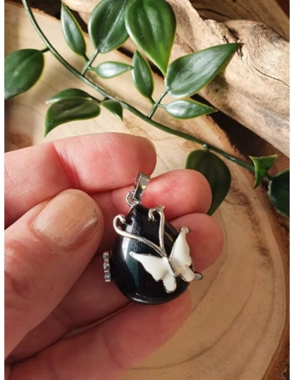 Obsidiaan zwart vlinder druppel hanger - Image 4
