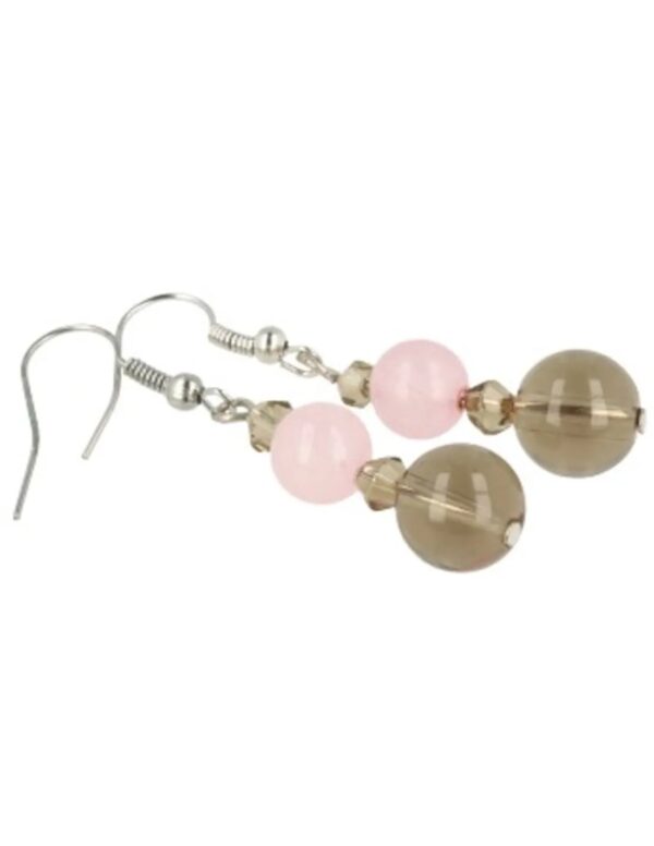 Roze kwarts / Rookkwarts Oorbellen - Image 4