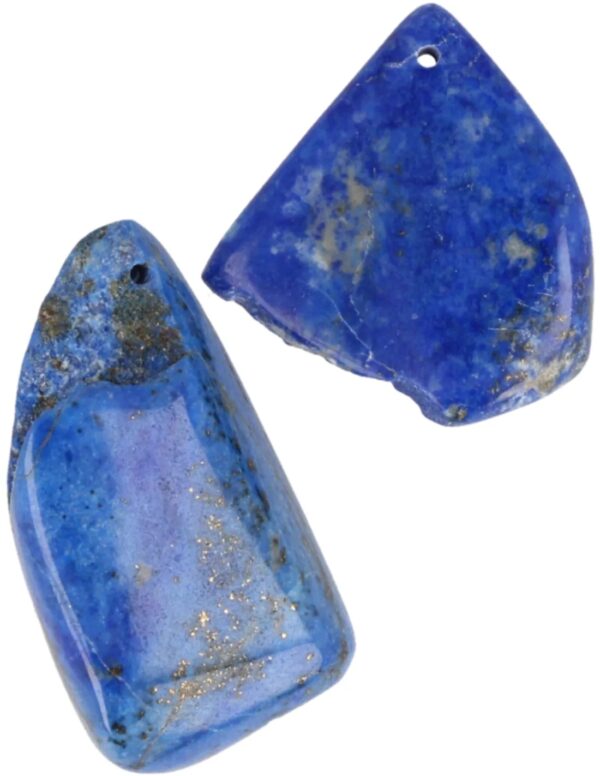 Doorboorde hanger Lapis half gepolijst