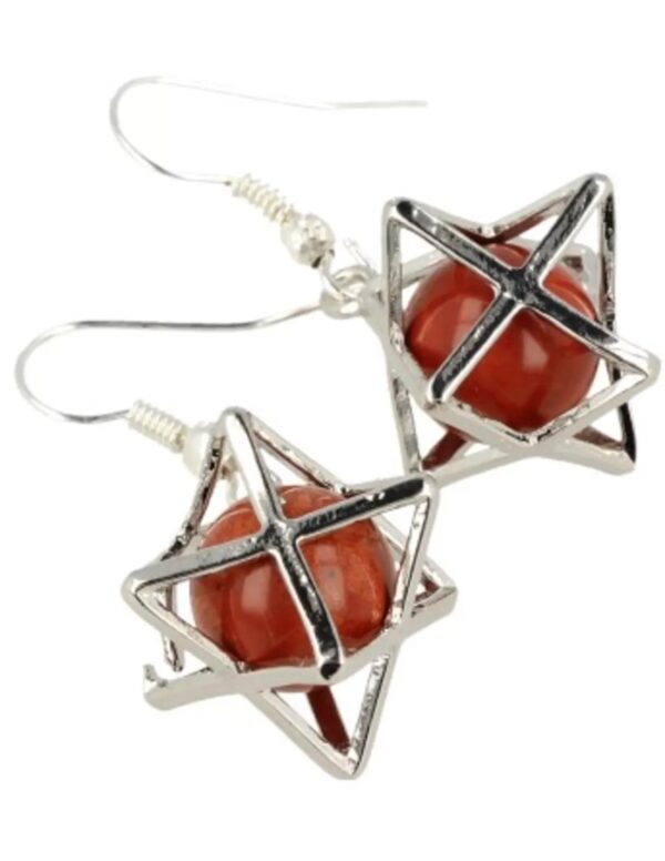 Jaspis rood oorbellen merkabah - Image 2
