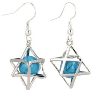 Howliet blauw (gekleurd) oorbellen merkabah
