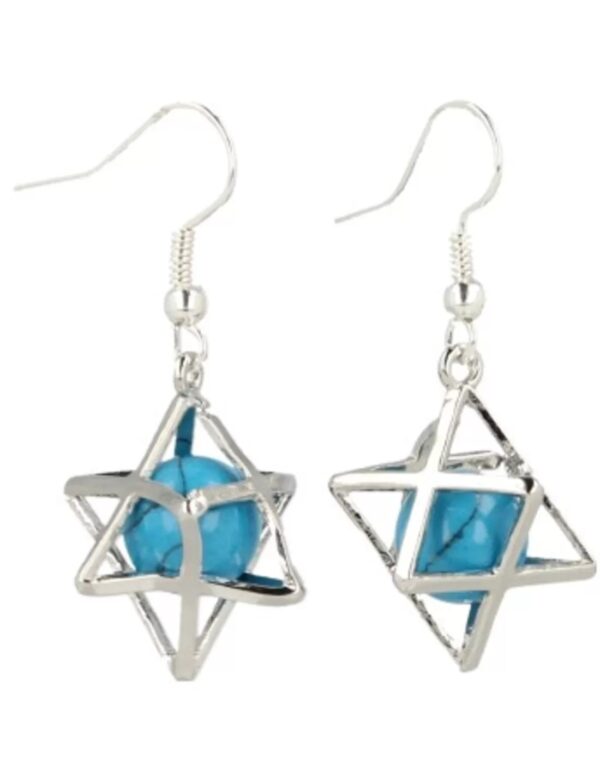 Howliet blauw (gekleurd) oorbellen merkabah