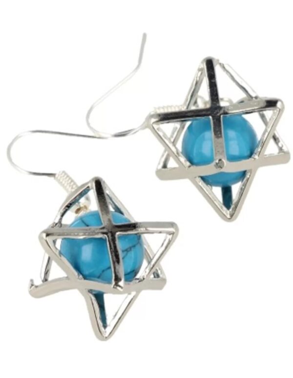 Howliet blauw (gekleurd) oorbellen merkabah - Image 2