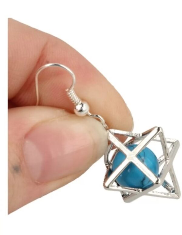Howliet blauw (gekleurd) oorbellen merkabah - Image 3