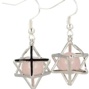 Roze kwarts oorbellen merkabah