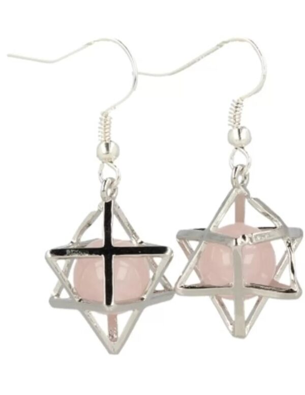 Roze kwarts oorbellen merkabah