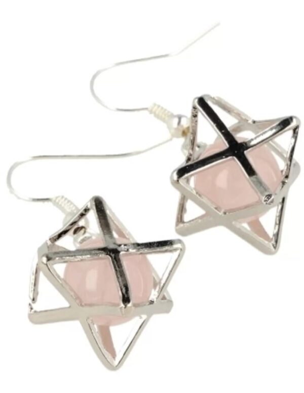 Roze kwarts oorbellen merkabah - Image 2